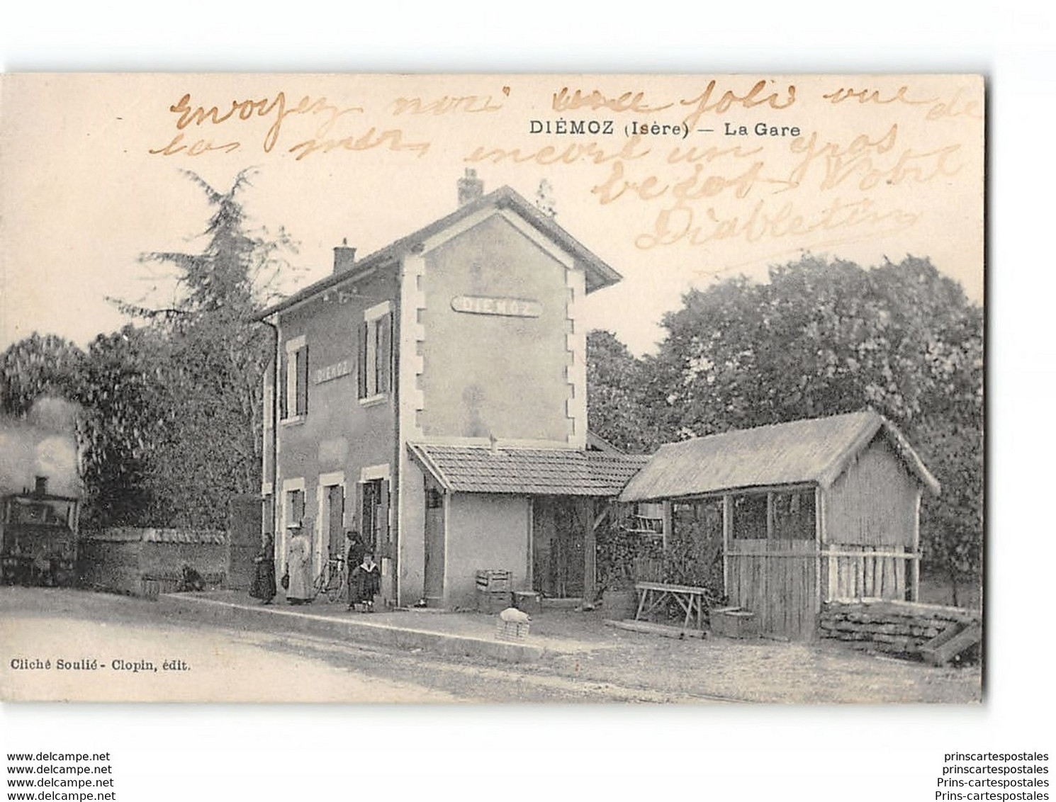 CPA 38 Diemoz la gare le tramway ligne de Lyon St Marcellin