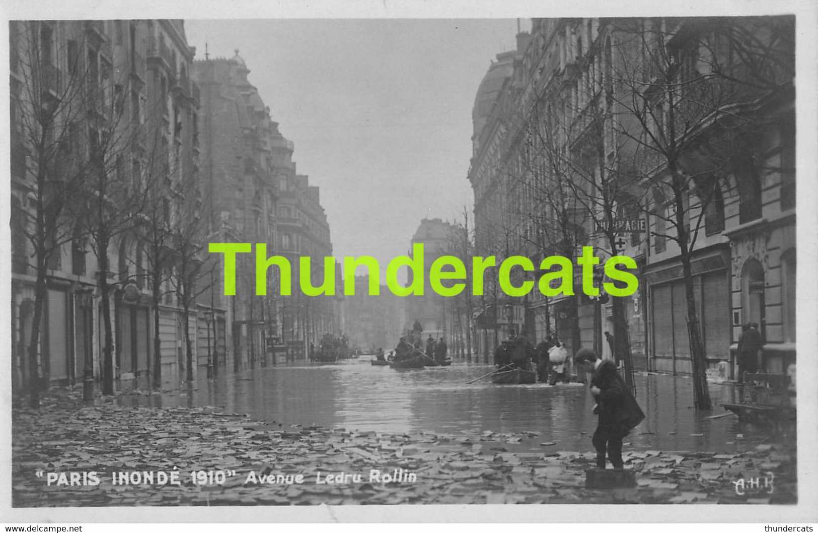 CPA 75 CARTE DE PHOTO PARIS INONDE 1910 INONDATIONS DE PARIS AVENUE LEDRU ROLLIN