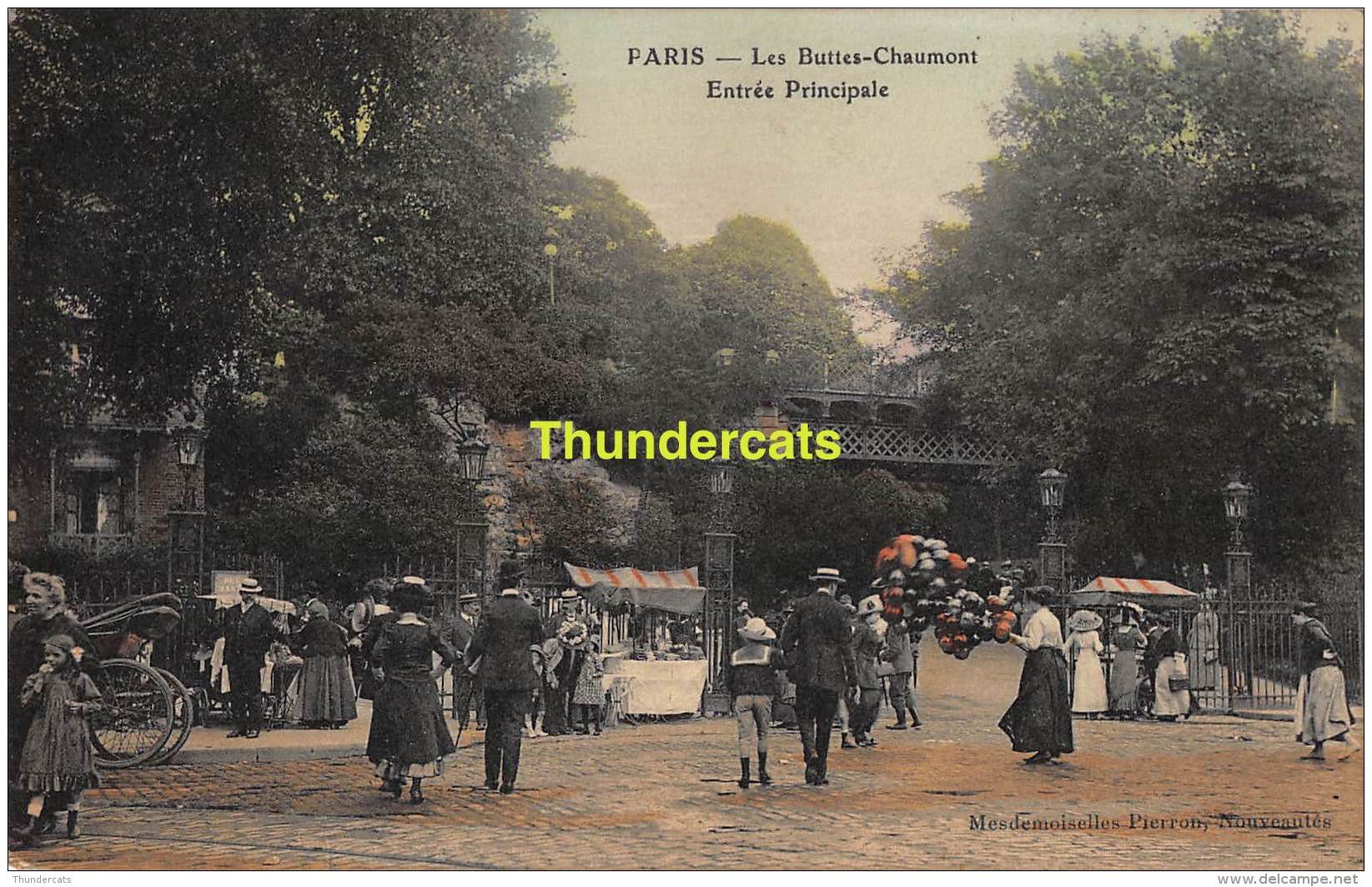 CPA 75 PARIS LES BUTTES CHAUMONT ENTREE PRINCIPALE  VENDEUR DE BALLONS GLACE GLACIER