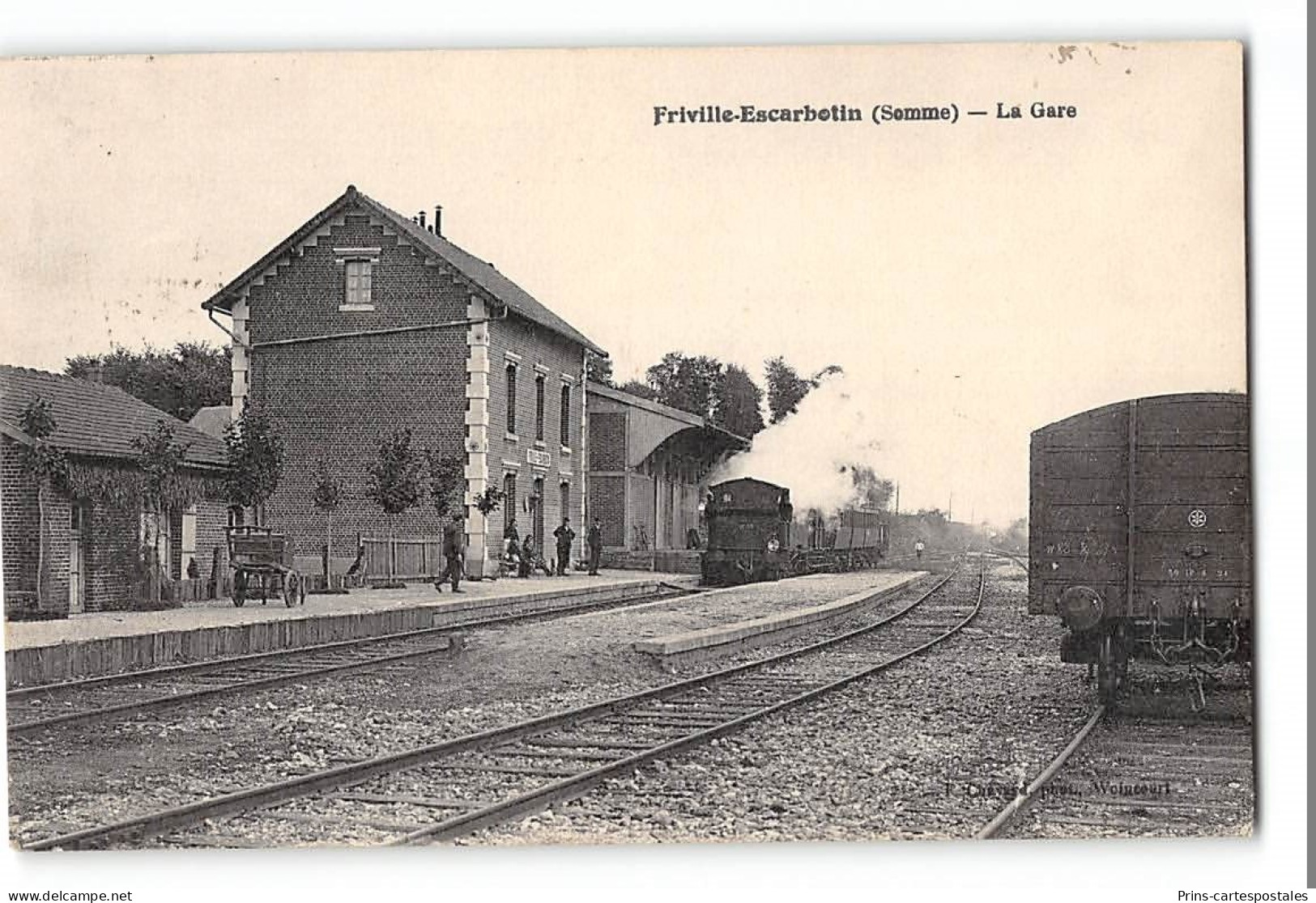 CPA 80 Friville Escarbotin La Gare Train Tramway