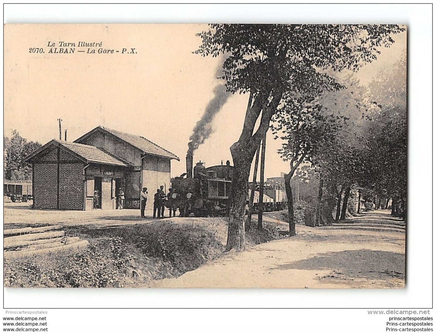 CPA 81 Alban la gare le train tramway ligne d' Albi Alban