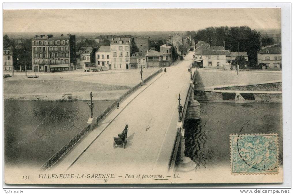 CPA 92 VILLENEUVE LA GARENNE PONT ET PANORAMA 1905