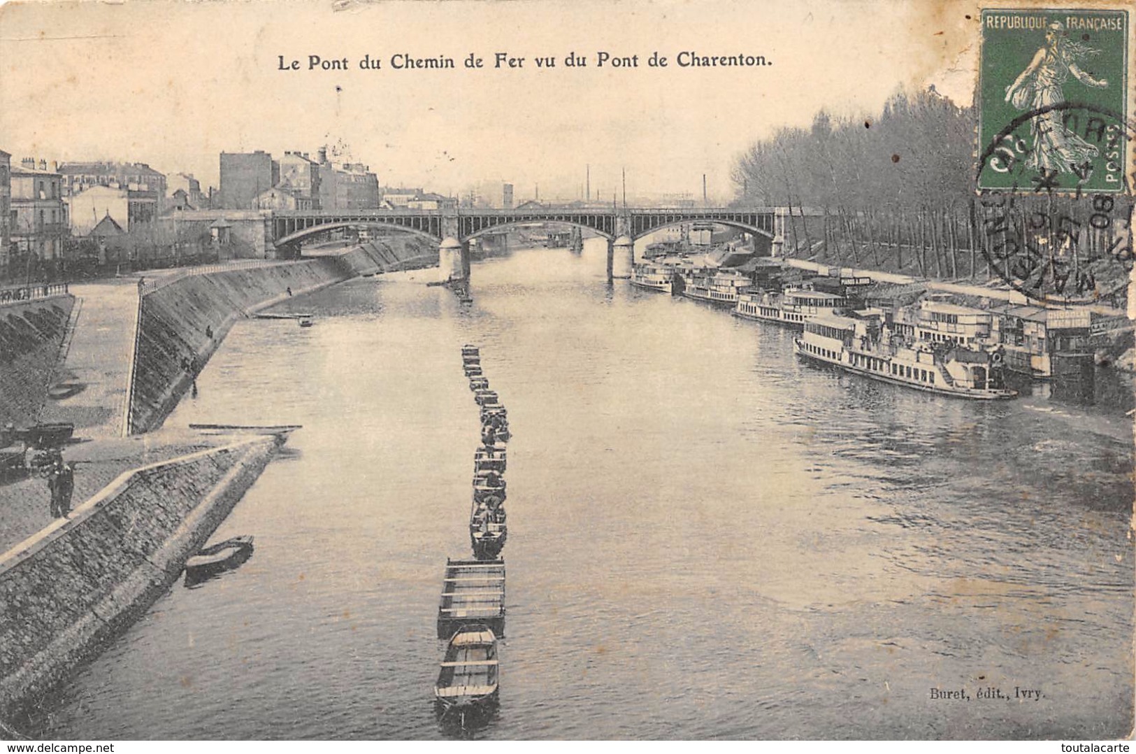 CPA 94 LE PONT DE CHEMIN DE FER VU DU PONT DE CHARENTON 1908