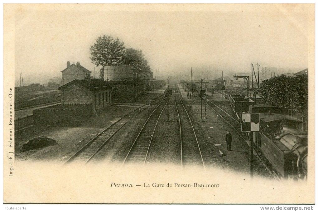 CPA 95  PERSAN LA GARE DE PERSAN BEAUMONT dos simple