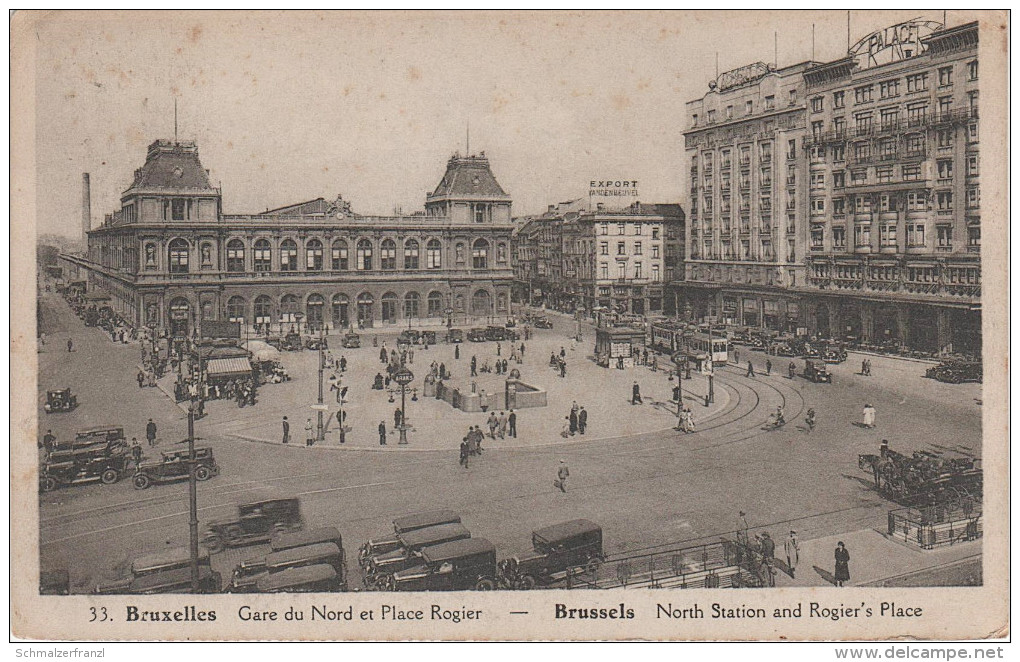 CPA - AK Bruxelles Brüssel Gare du Nord Place Rogier Bahnhof Railway Station Palace Hotel Strassenbahn Tram Tramway