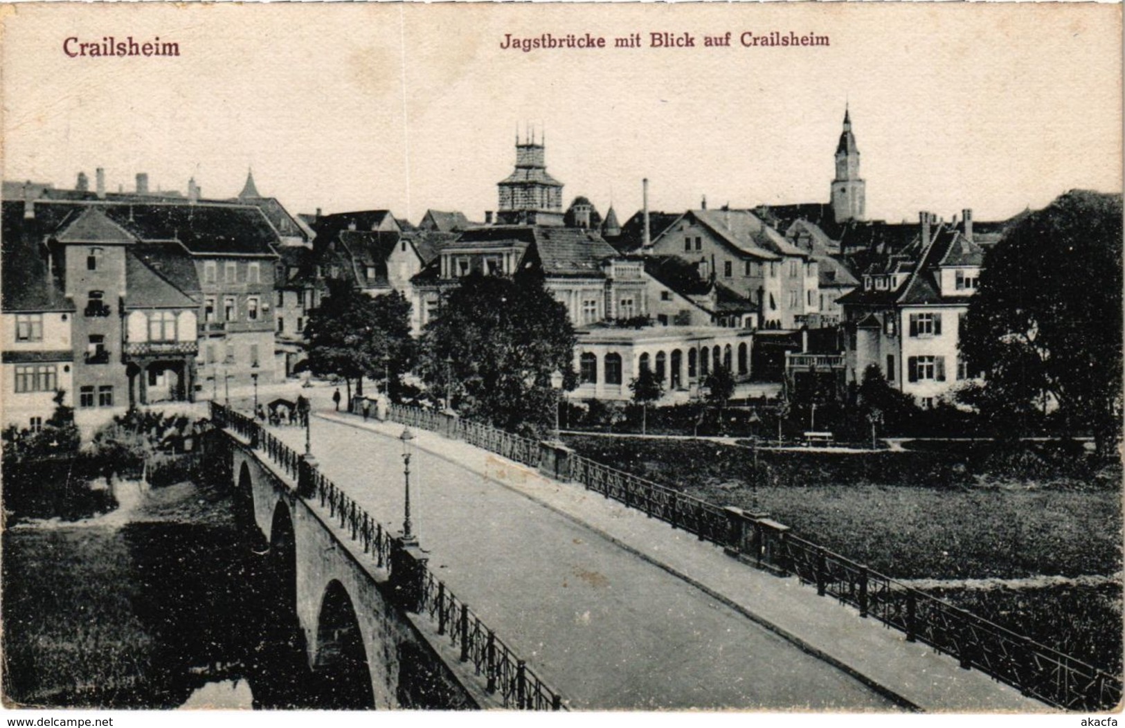 CPA AK Crailsheim Jagstbrucke mit Blick auf Crailsheim (922515)