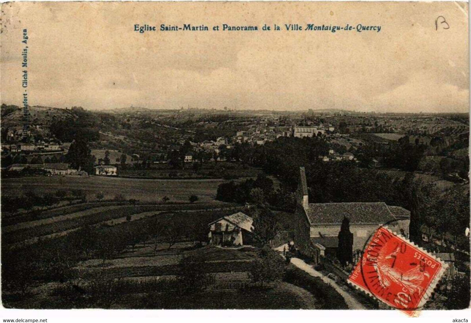 CPA AK Église St-MARTIN et Panorama de la Ville MONTAIGU-de-QUERCY (614907)