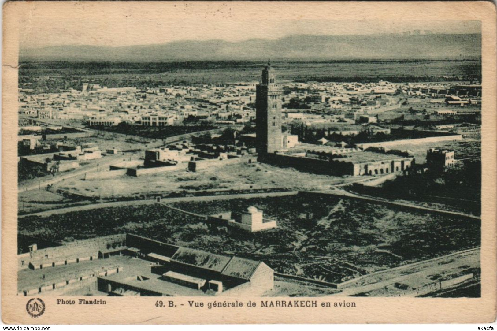 CPA AK MAROC MARRAKECH Vue générale de MARRAKECH en avion Flandrin (37935)