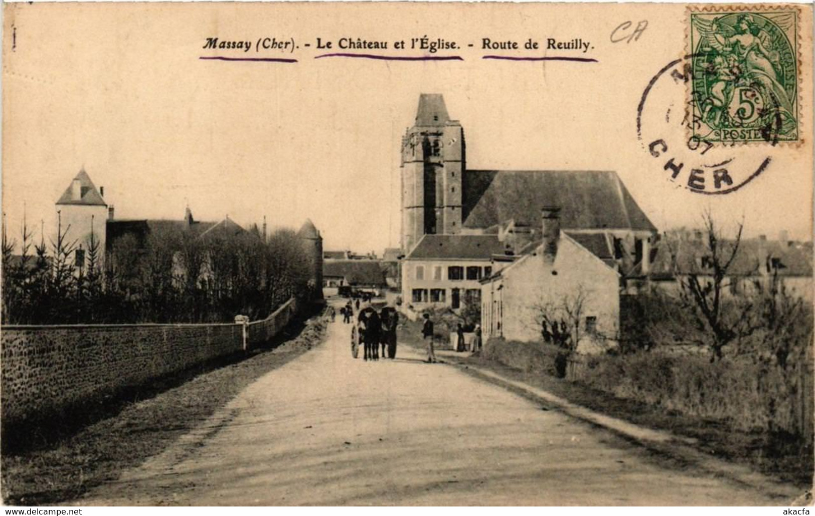 CPA AK MASSAY Le Chateau et Église - Route de Reuilly (613037)