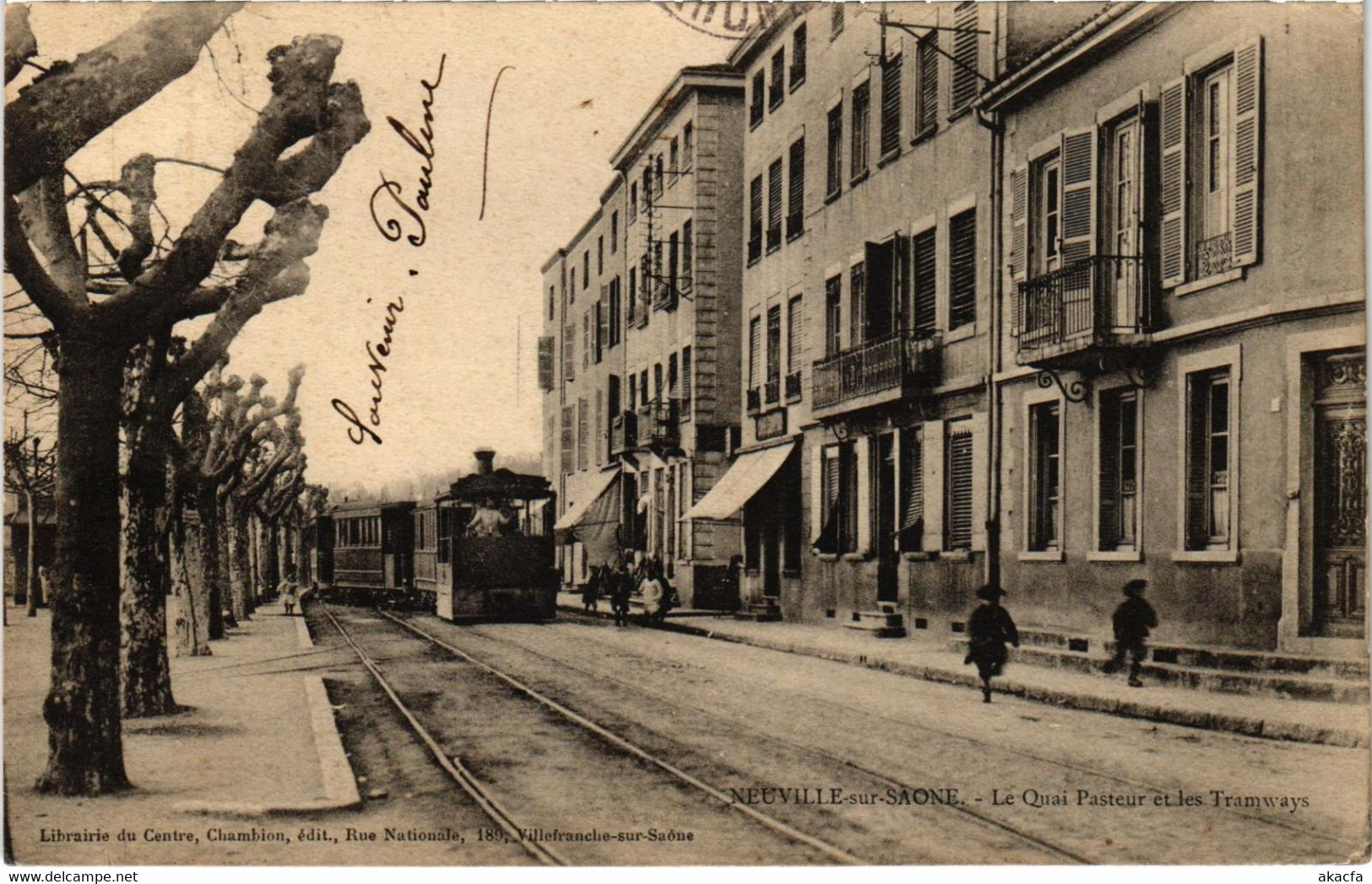 CPA AK NEUVILLE-sur-SAONE Quai Pasteur TRAM VAPEUR  (977211)