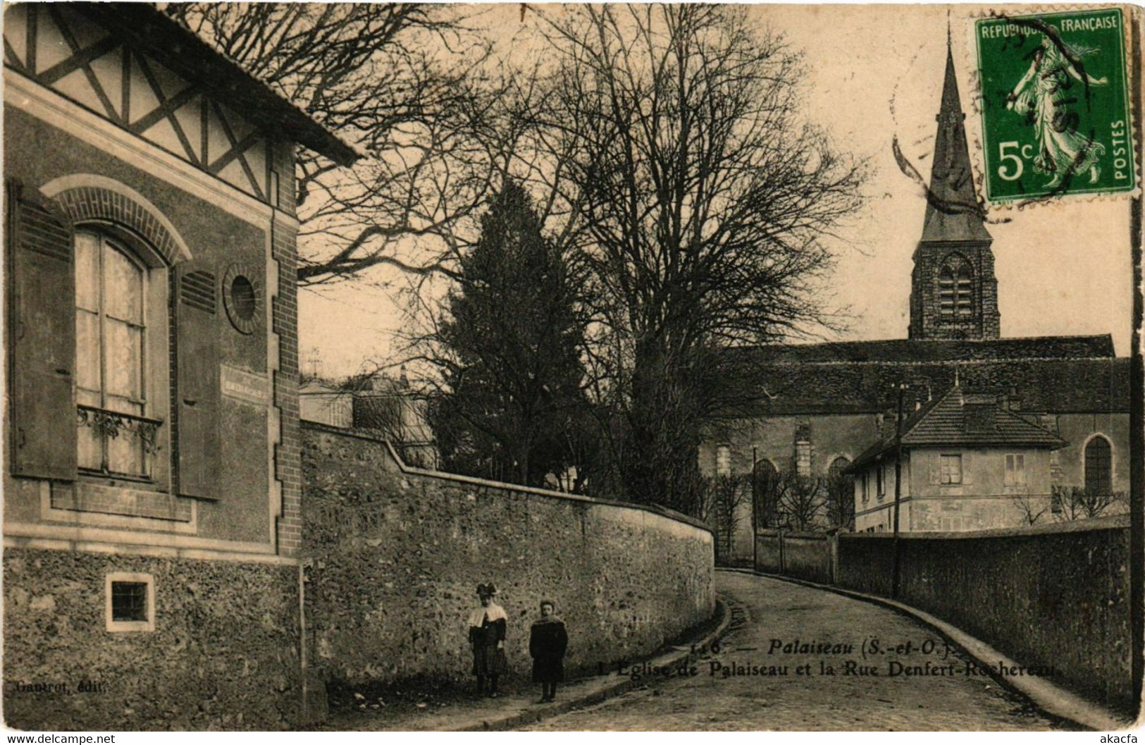 CPA AK PALAISEAU - L'Église de PALAISEAU et la Rue Denfert-Rochereau (384792)