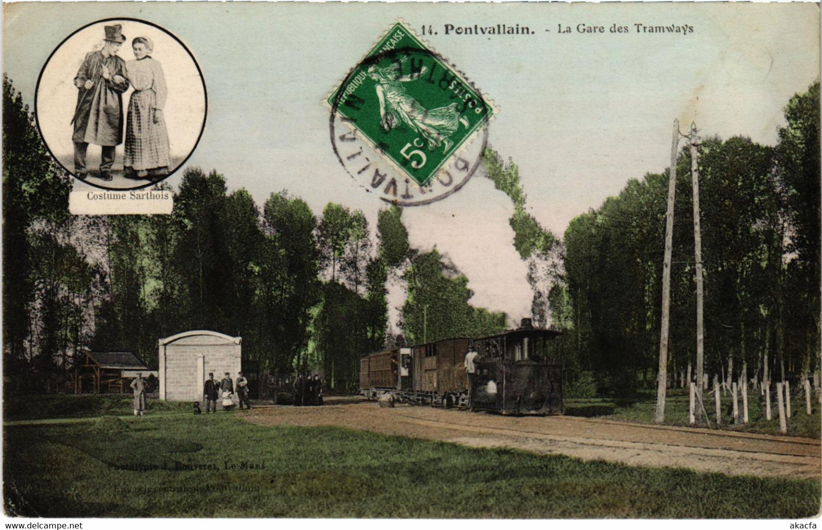 CPA AK PONTVALLAIN La Gare des Tramways TRAM VAPEUR  (977253)