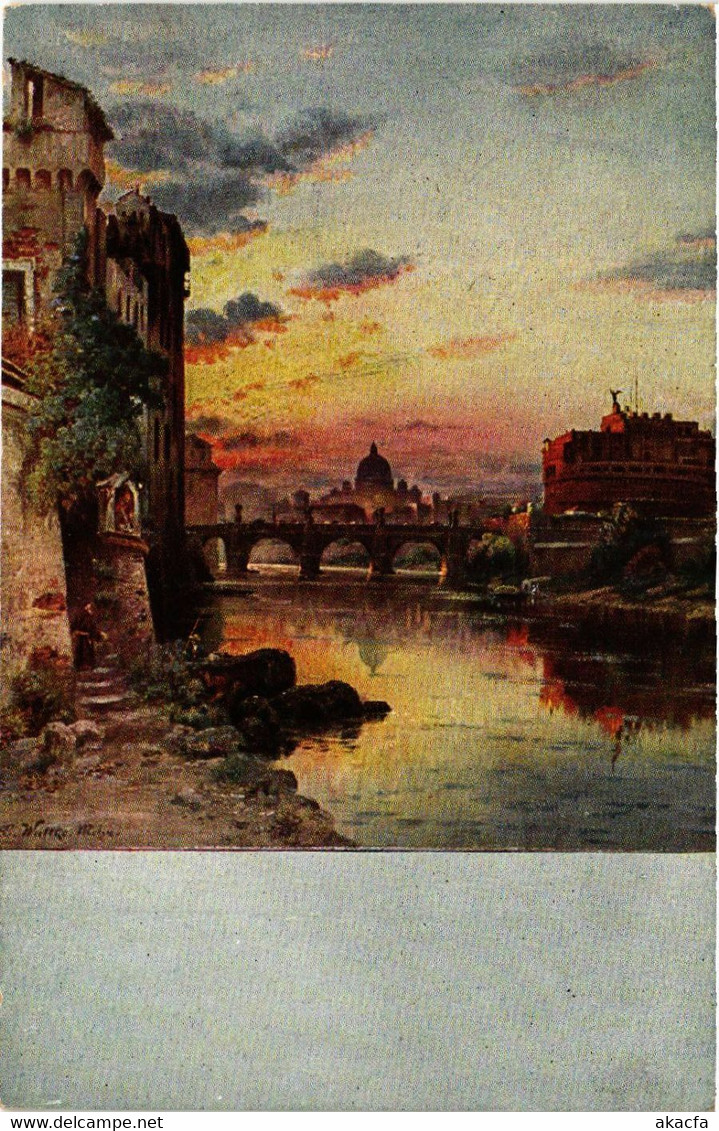 CPA AK ROMA Engelsburg mit Tiber un Engelsbrücke. Peterskuppel ITALY (551659)