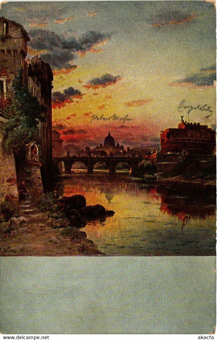 CPA AK ROMA Engelsburg mit Tiber und Engelsbrücke. Peterskuppel ITALY (551507)