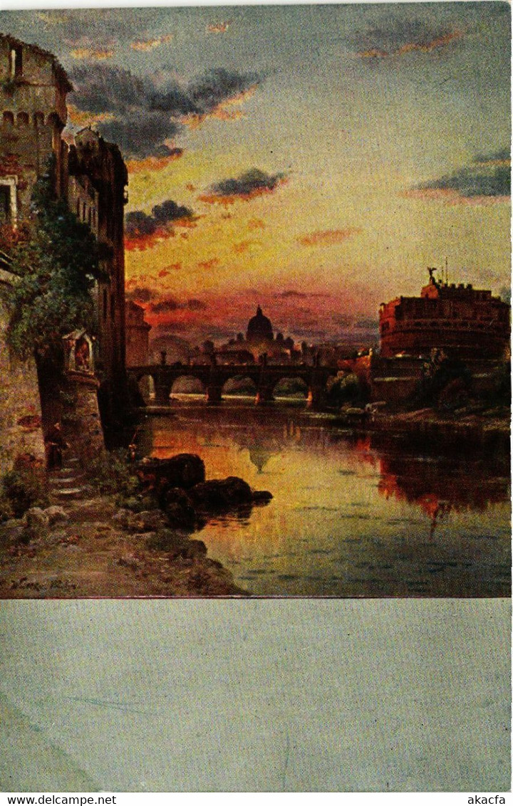 CPA AK ROMA Engelsburg mit Tiber und Engelsbrücke. Peterskuppel ITALY (551564)