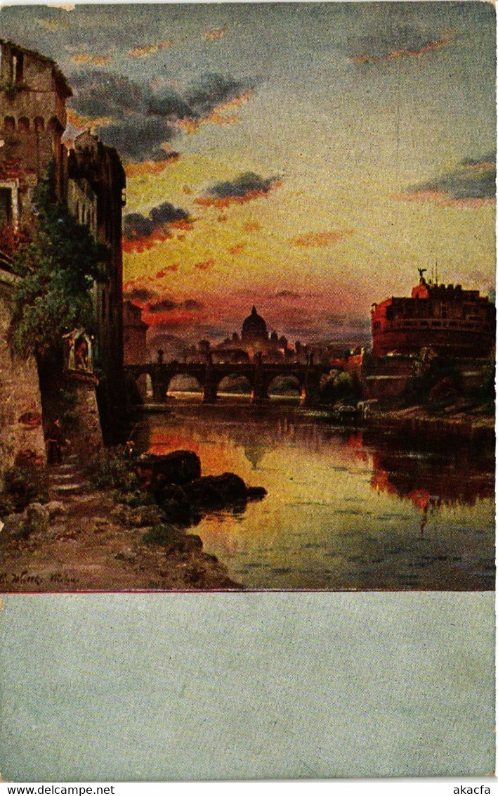 CPA AK ROMA Engelsburg mit Tiber und Engelsbrücke. Peterskuppel ITALY (551583)