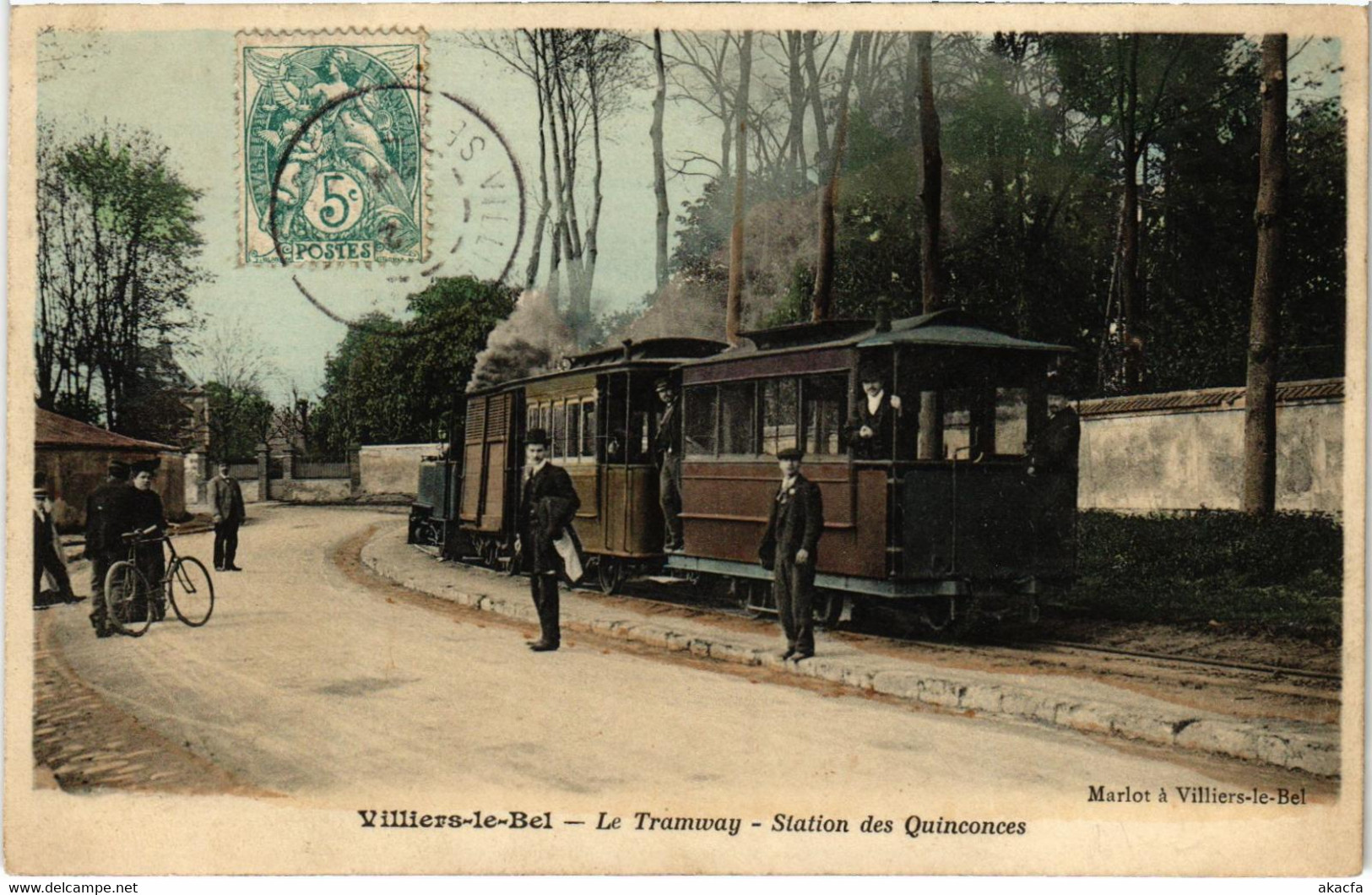 CPA AK VILLIERS-le-BEL Station des Quinconces TRAM VAPEUR  (977269)