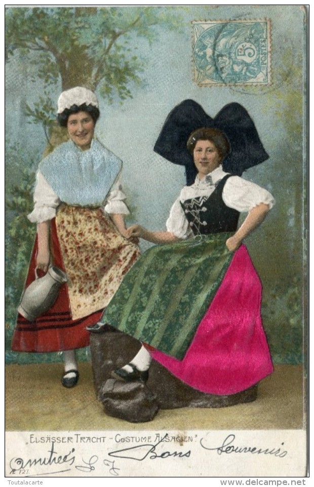 CPA ALSACE ELSASSER TRACHT COSTUME ALSACIEN carte gauffrée