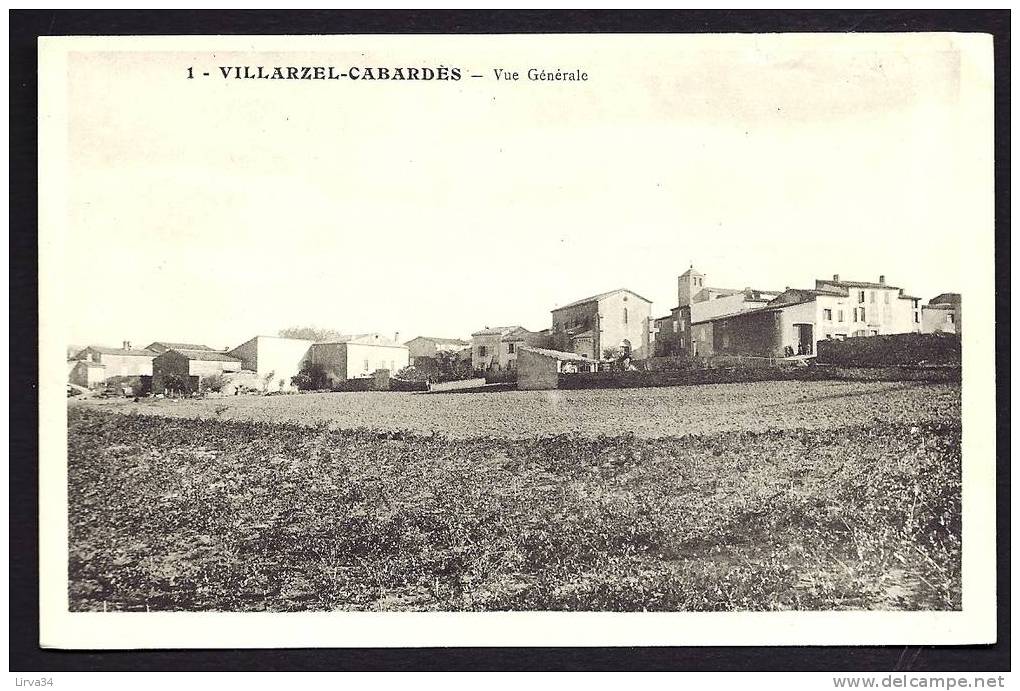 CPA  ANCIENNE- FRANCE- VILLARZEL-CABARDES (11)- VUE GENERALE DU VILLAGE- CULTURES DEVANT- ANIMATION