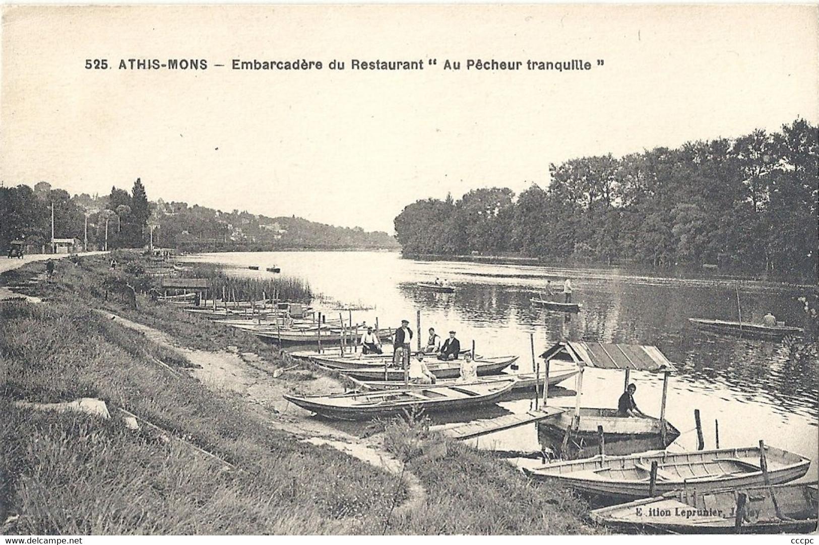 CPA Athis-Mons Embarcadère du Restaurant '"Au Pêcheur Tranquille"