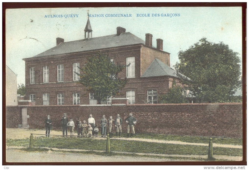 cpa aulnois quevy   école  1907