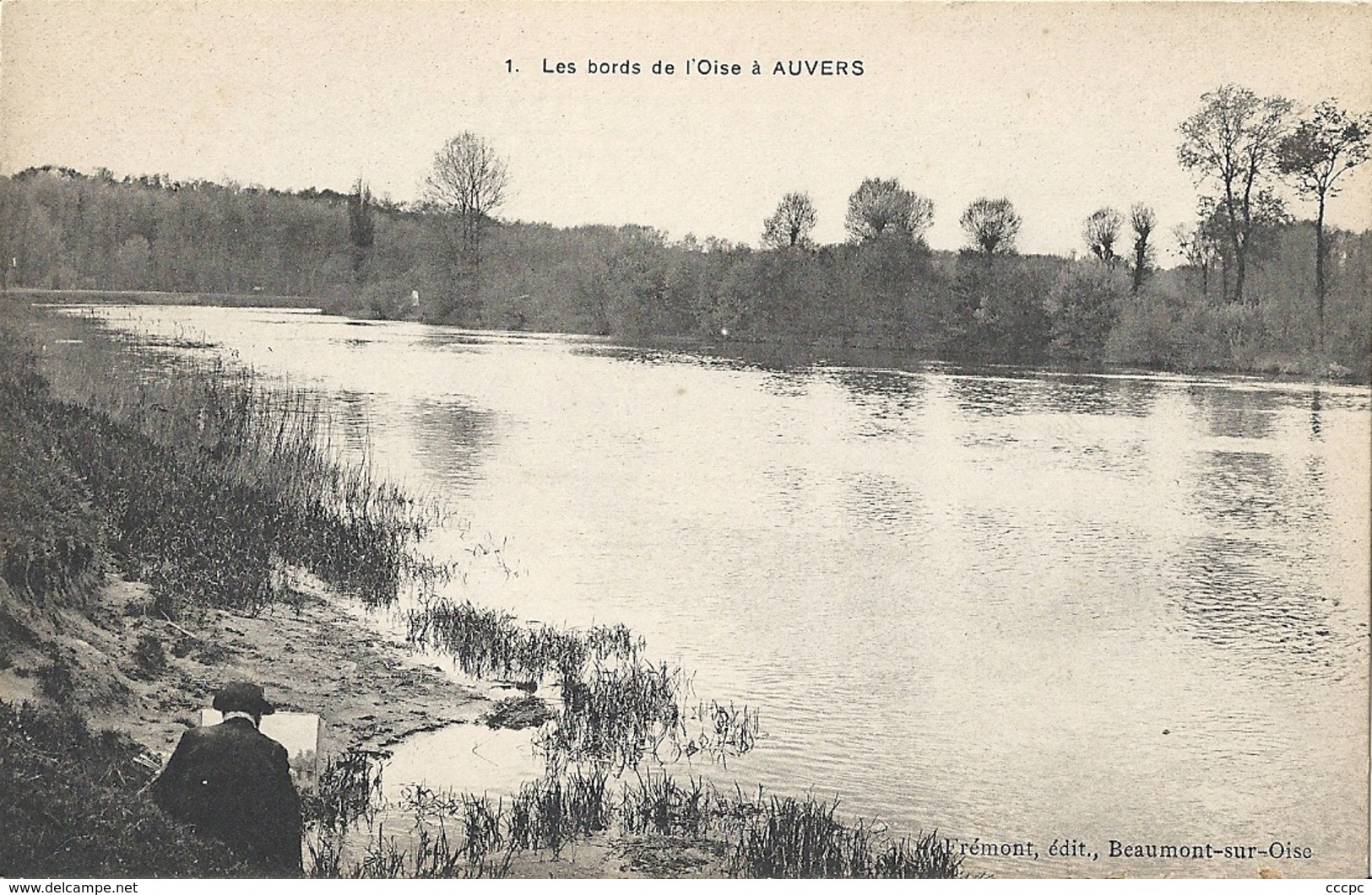 CPA Auvers sur Oise Les Bords de L'Oise avec le peintre