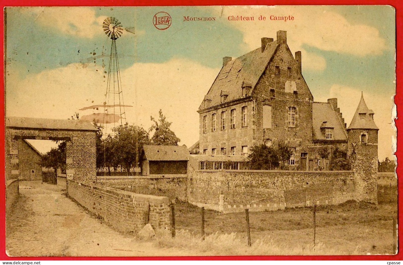 CPA Belgique Belgie MOUSCRON Moeskroen - Château de Campte (éolienne)