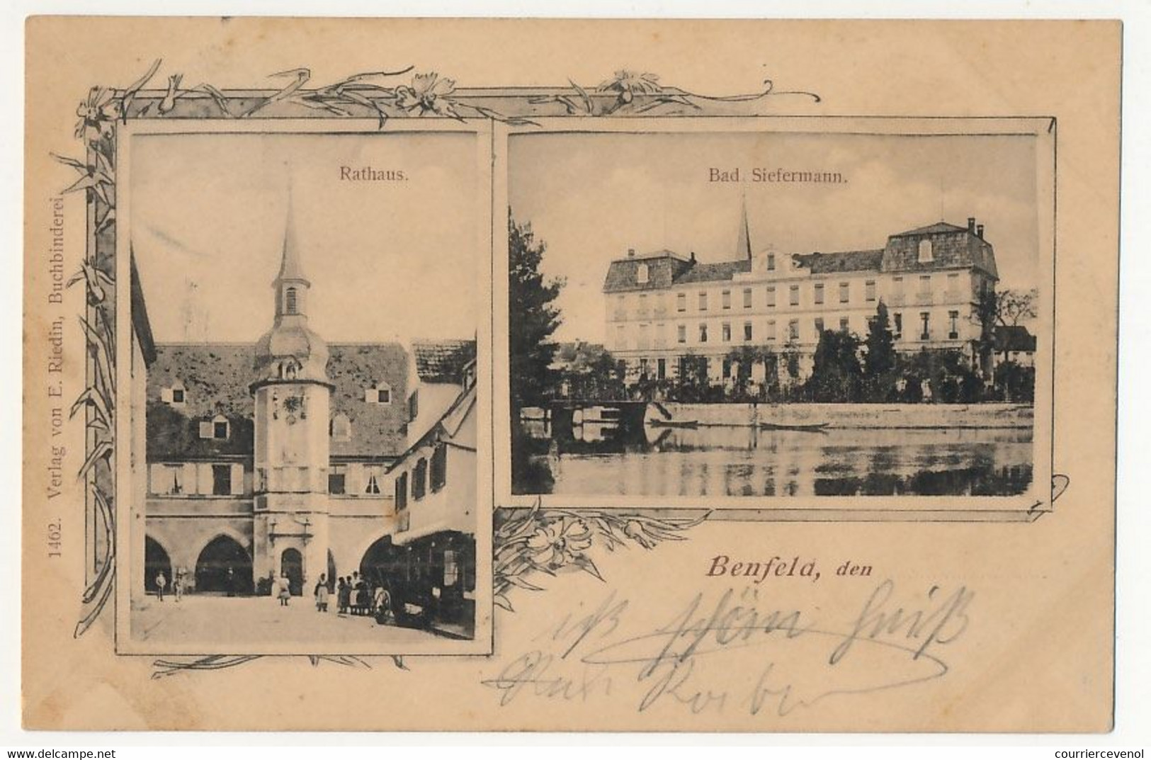 CPA - BENFELD (Haut Rhin) - Gruss aus Benfeld - Rathaus - Bad Siefermann - 1899