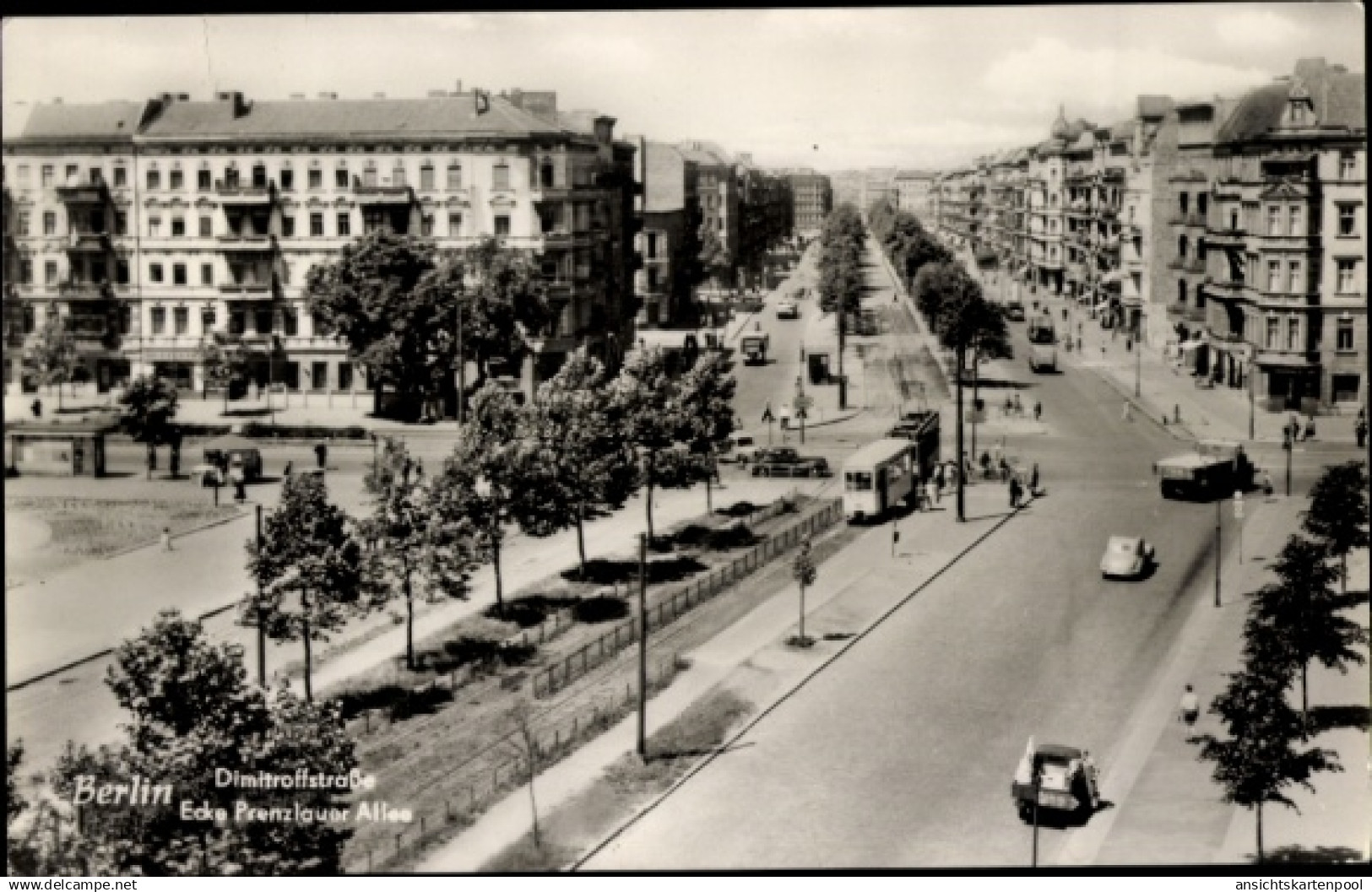 CPA Berlin Prenzlauer Berg, Dimitroffstraße Ecke Prenzlauer Allee, Straßenbahn