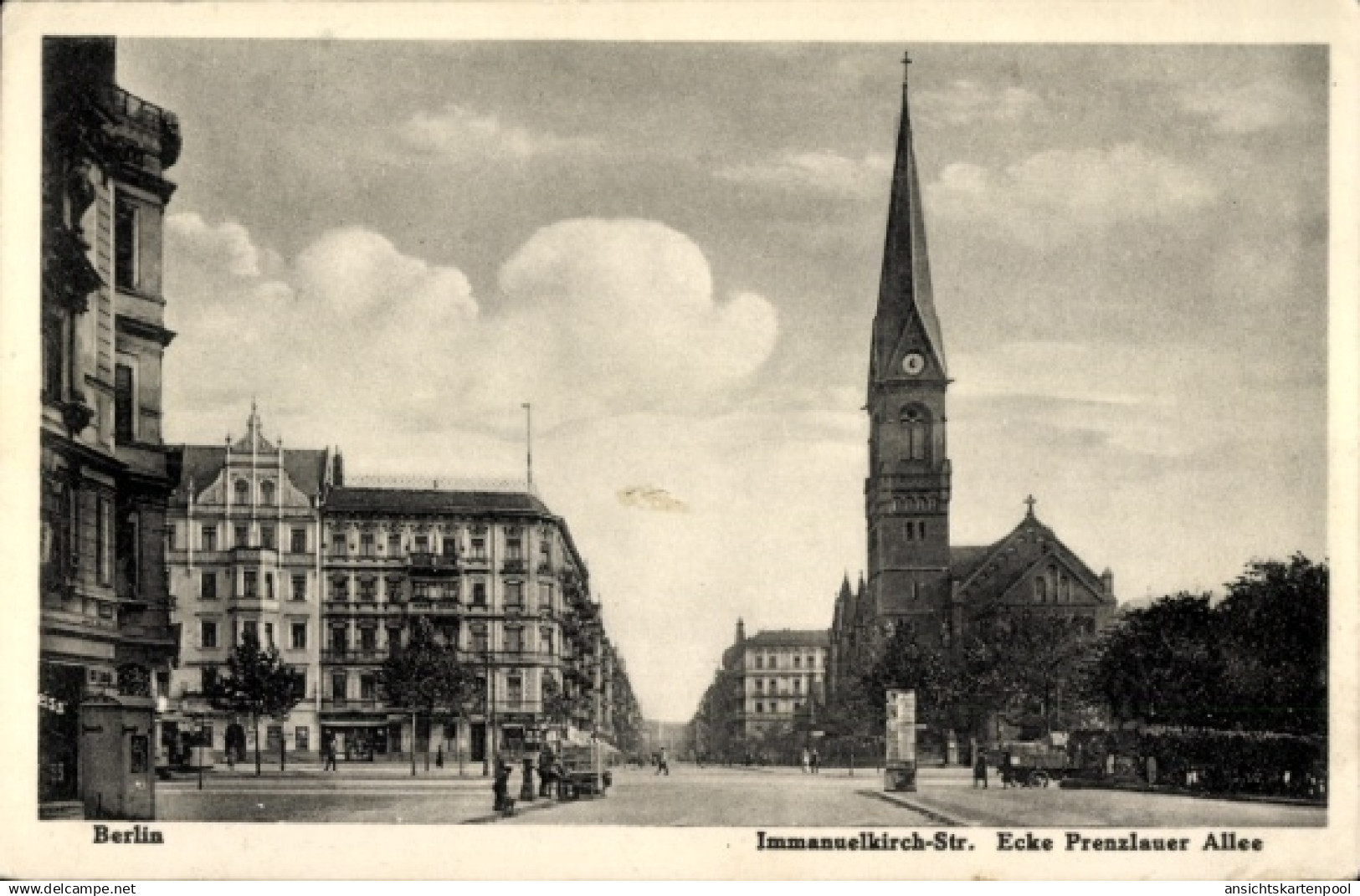 CPA Berlin Prenzlauer Berg, Immanuelkirchstraße Ecke Prenzlauer Allee, Immanuelkirche