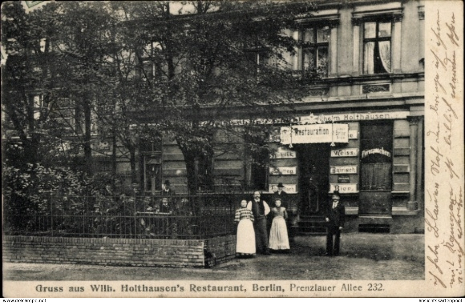 CPA Berlin Prenzlauer Berg, Restaurant Wilh. Holthausen, Prenzlauer Allee 232