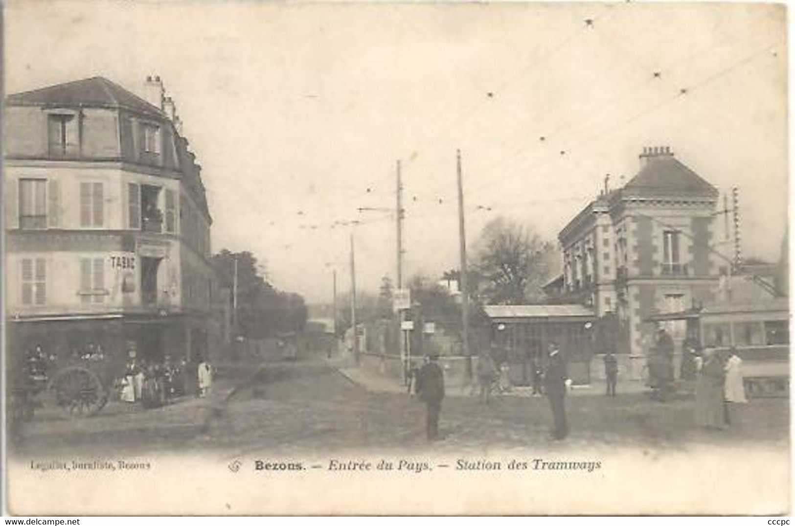 CPA Bezons Entrée du Pays Station des Tramways