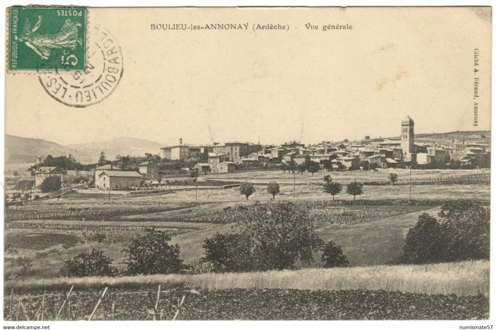 CPA BOULIEU LES ANNONAY - Vue générale - Cliché A. Béraud , Annonay