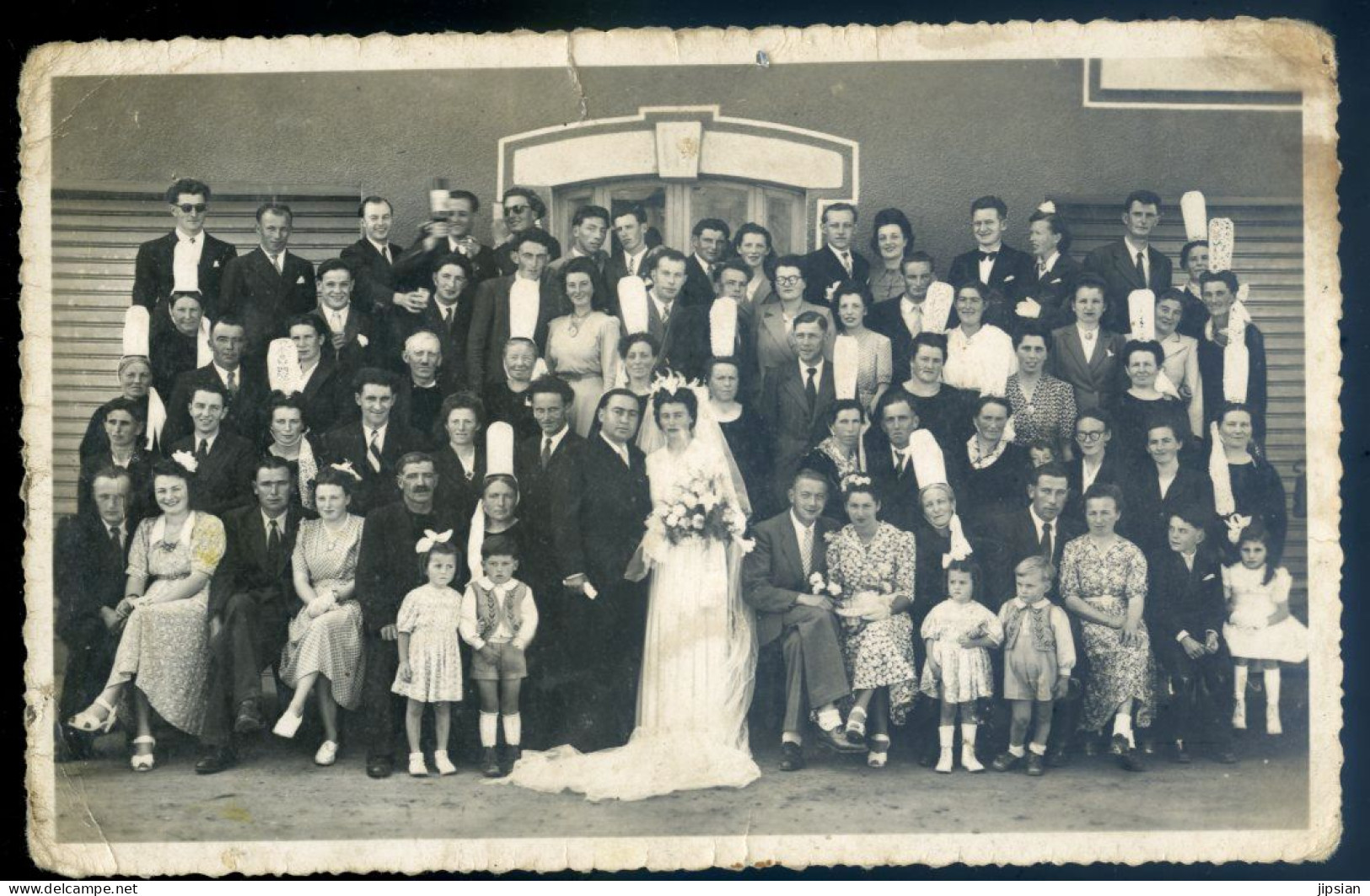 cpa carte photo du 29 mariage breton coiffe -- photographe J. Le Bourdon Plozevet   LANR60