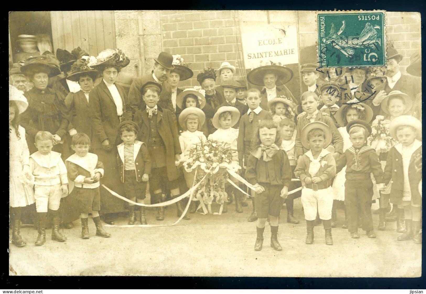 cpa carte photo du 50 Avranches Ecole Sainte Marie -- photographe Leprovost Avranches   STEP61