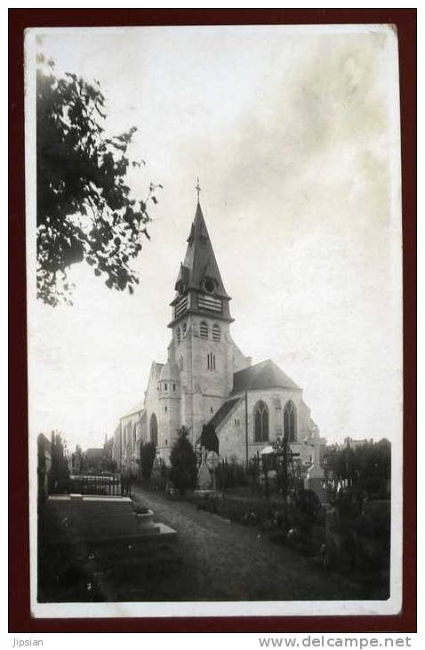 Cpa carte photo du 80 église à identifier  photographe A. Montigny  à Ham  DIV6