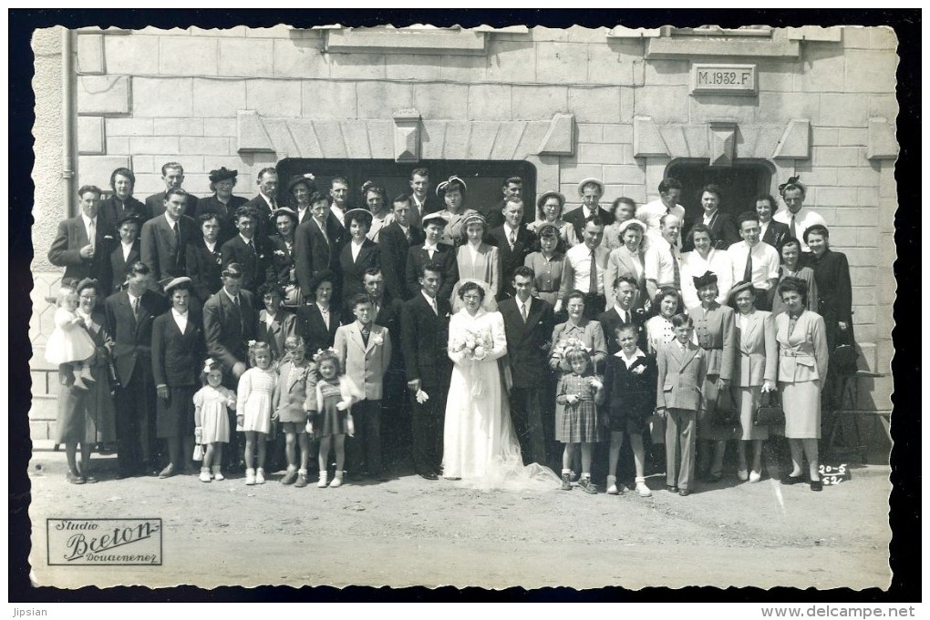 cpa carte photo mariage  photo studio Breton Douarnenez  AO10