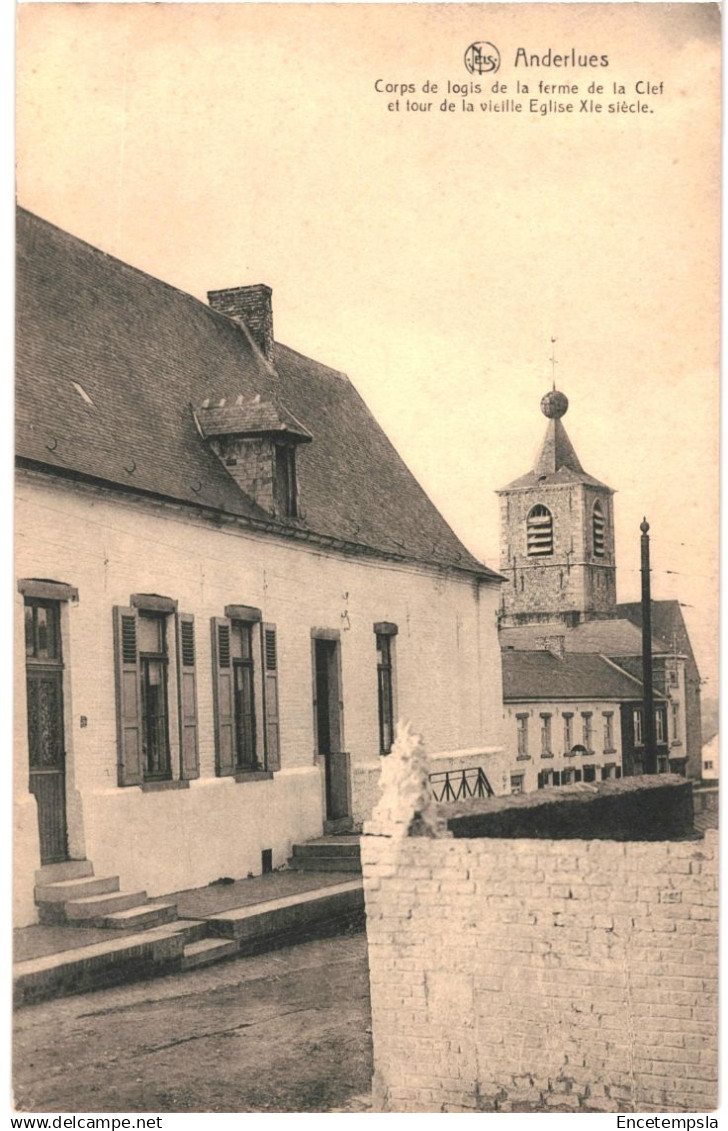 CPA Carte postale Belgique  Anderlues  Corps de logis de la Ferme de la Clef  et tour de l'église  VM85996ok