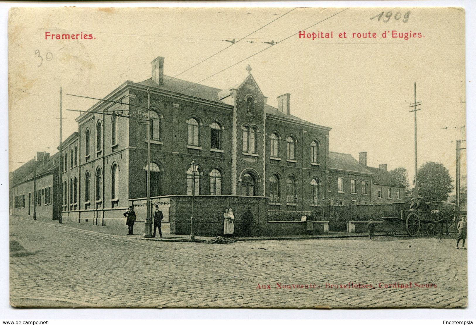 CPA Carte Postale - Belgique - Frameries - Hôpital et Route d'Eugies - 1909 (DG14966)