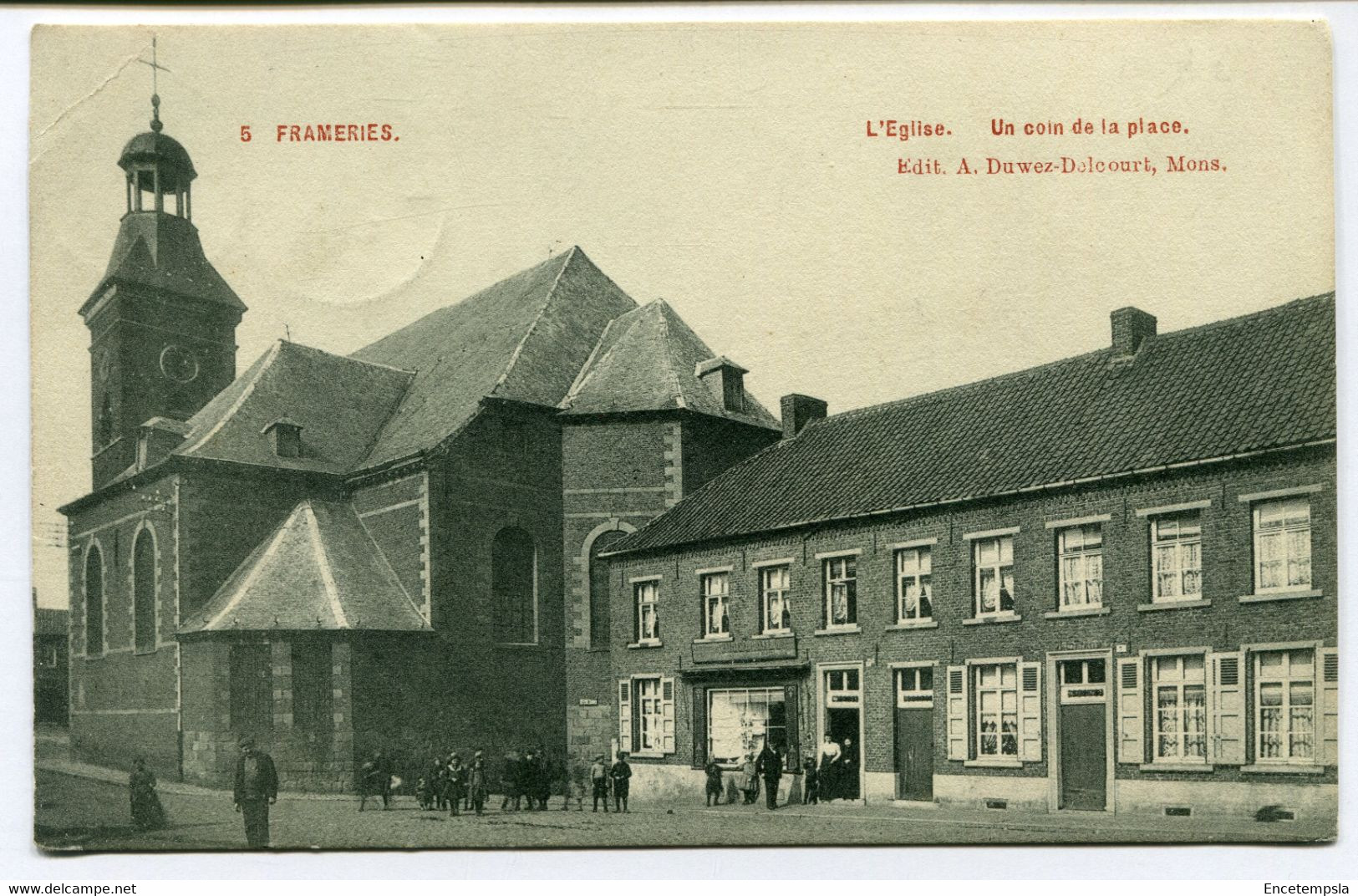 CPA - Carte Postale - Belgique - Frameries - L'Eglise - Un Coin de la Place - 1907 (DG14910)