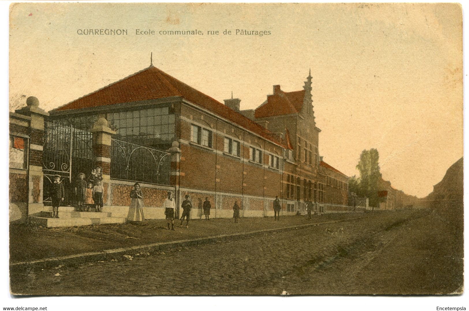 CPA - Carte Postale - Belgique - Quaregnon - Ecole Communale Rue de Pâturages - 1909 (D14792)