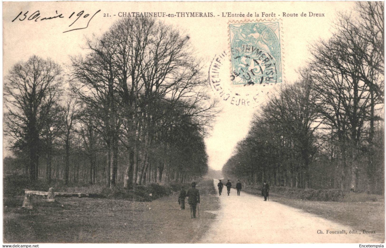 CPA Carte postale France Châteauneuf-en-Thymerais Entrée de la Forêt Route de Dreux 1909 VM69248