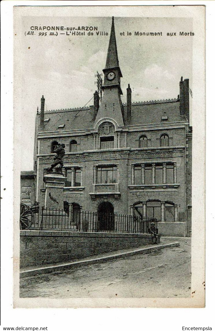 CPA carte postale  France-Craponne sur Arzon- Hôtel de Ville- et Monument aux Morts -1932-VM22554