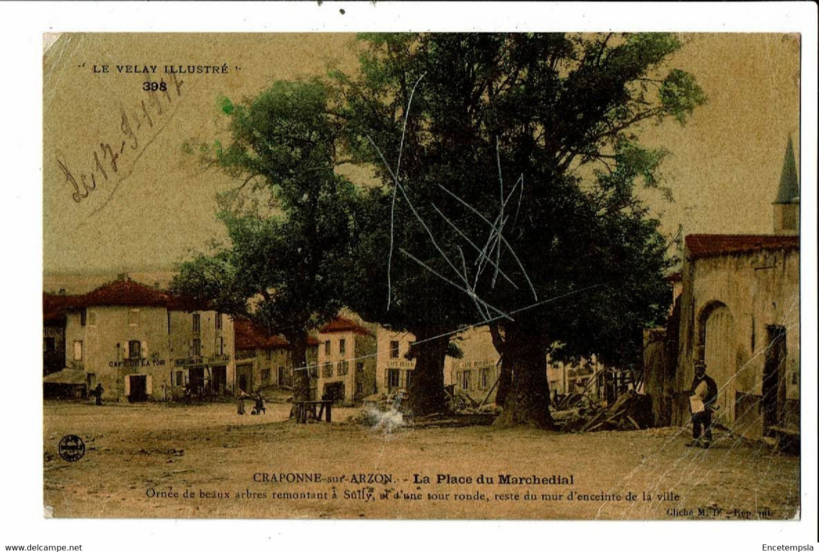 CPA carte postale -France-Craponne-sur-Arzon-La Place du marchédial-1917-VM22456