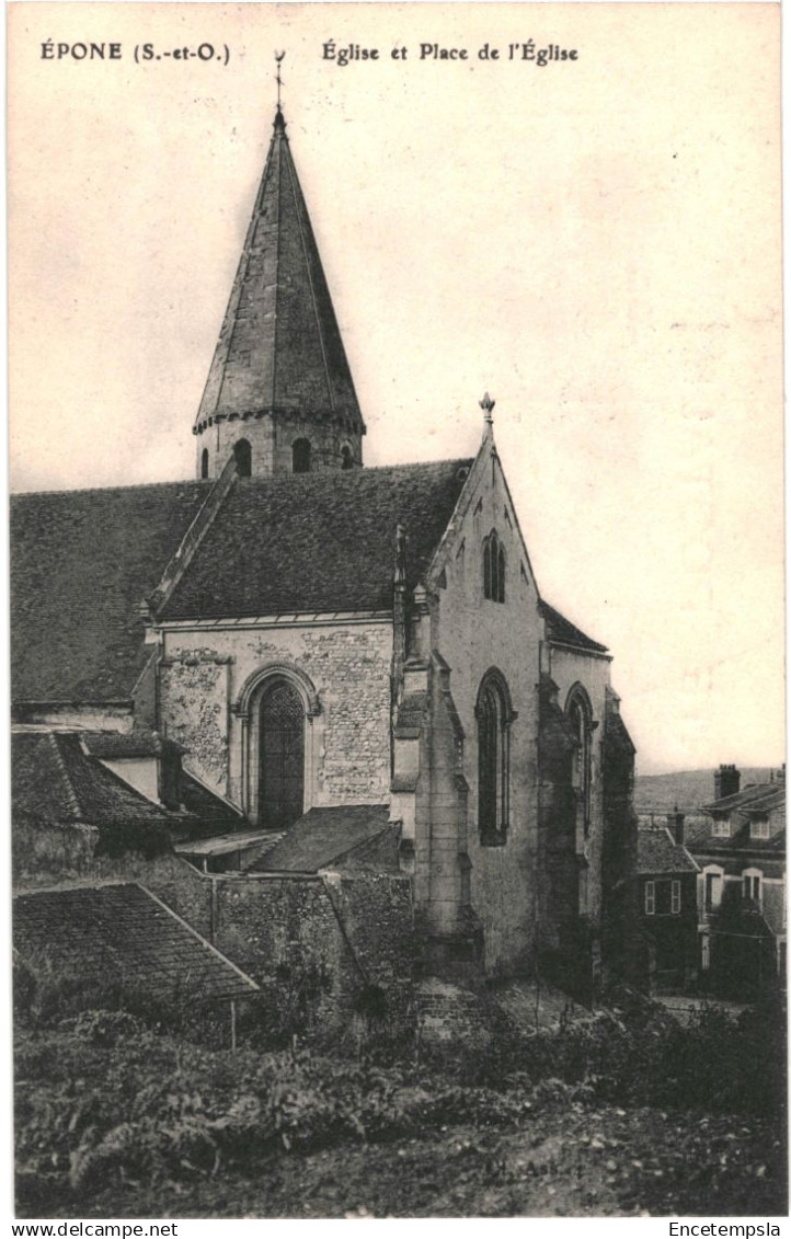 CPA Carte postale France Épône Eglise et  Place de l'église   VM91129