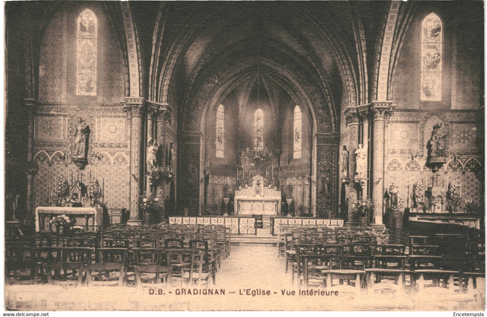 CPA Carte Postale  France-Gradignan- L'église vue intérieure 1935  VM45105