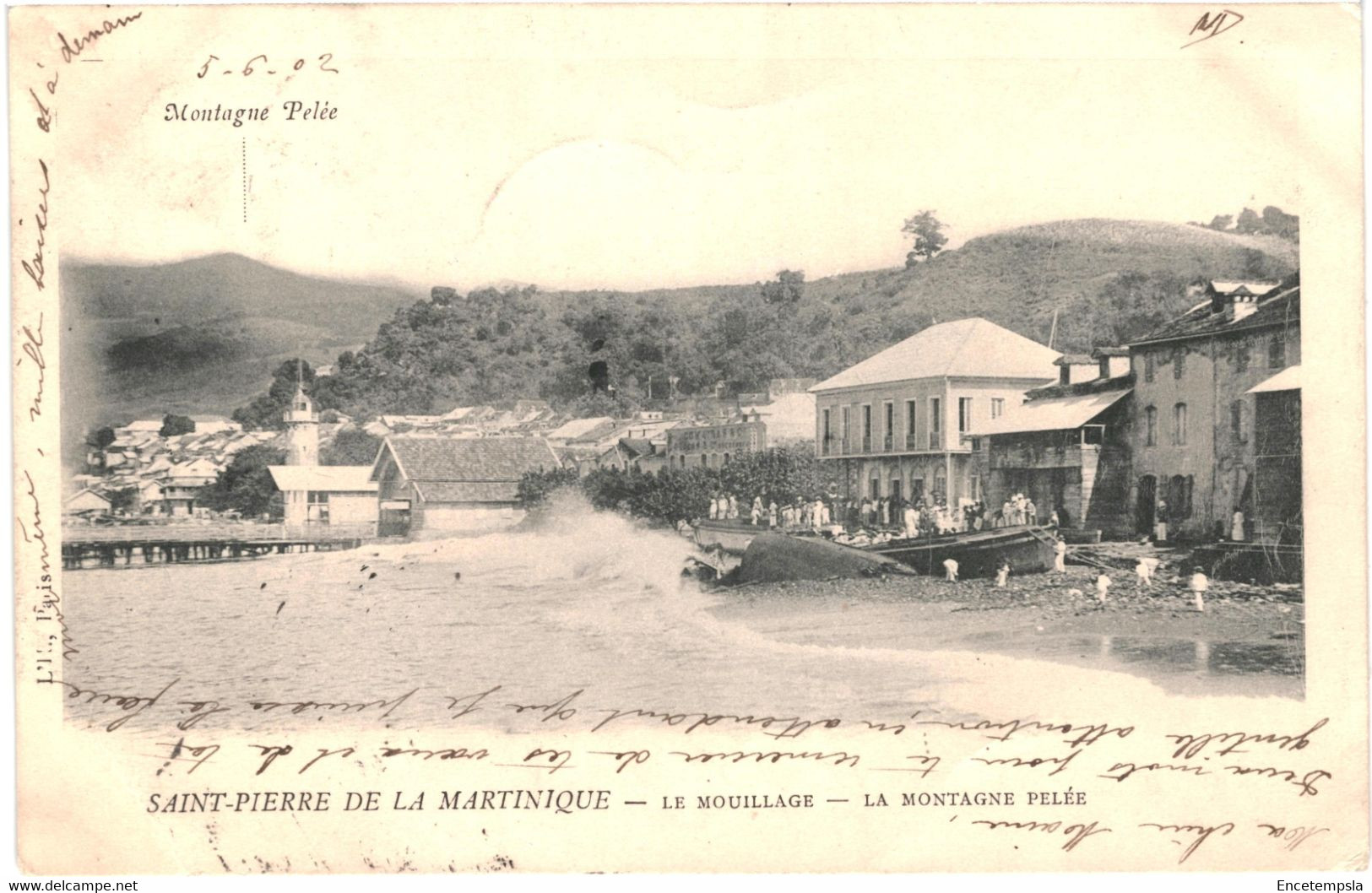 CPA-Carte Postale Martinique Saint Pierre de la Martinique Le mouillage Montane Pelée 1902  VM54228ok