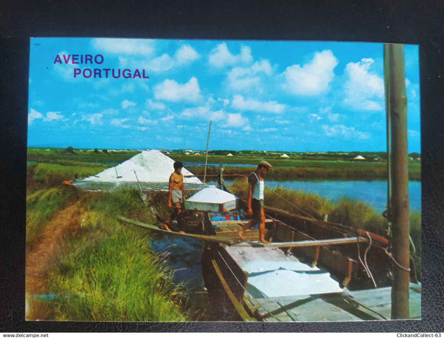 CPA carte postale Portugal Aveiro montagnes de sel préparation du sel