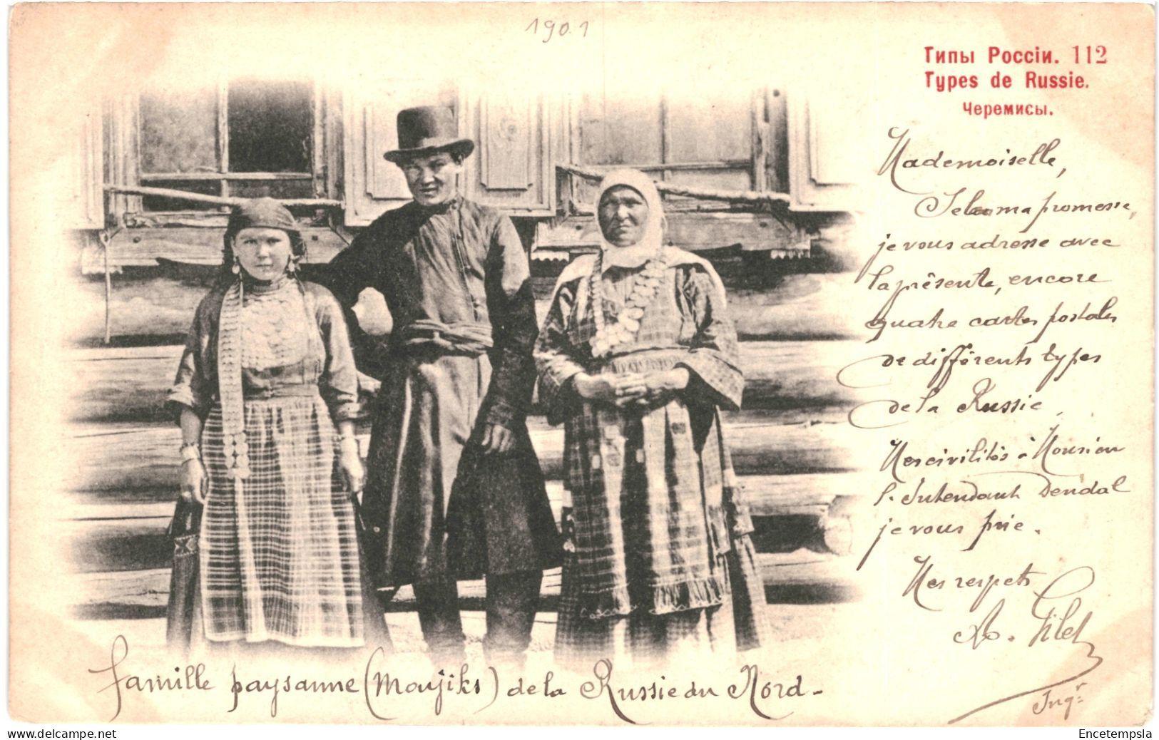 CPA Carte postale Russie Types de Russie Famille paysanne de la Russie du nord 1901  VM81840ok