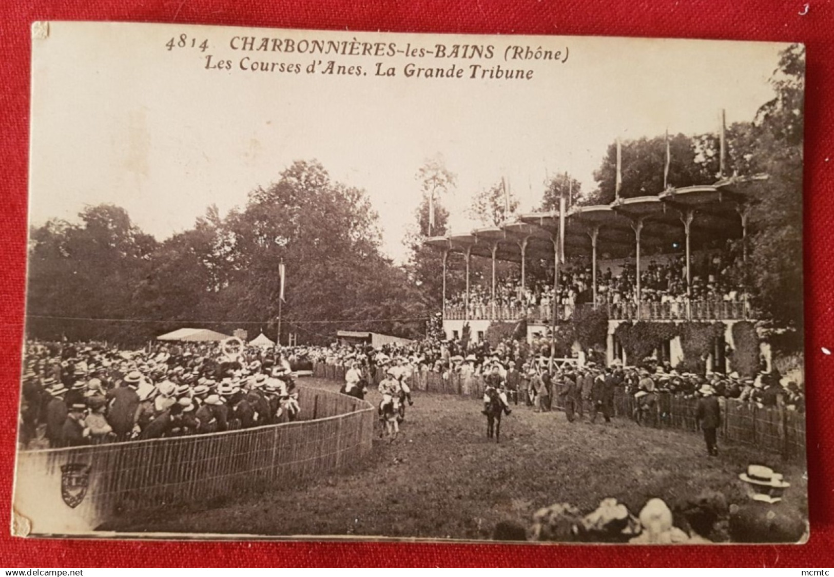 CPA - Charbonniere les Bains -Rhône) - Les courses d'Ânes - La Grande tribune ( âne )